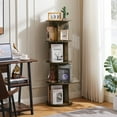 thumbnail image 2 of VECELO 4-Tier Rotating Bookshelf, 360° Floor Standing Wood Bookcase Storage Display Rack, Round Bookshelf Tower for Bedroom, Living Room, Brown, 2 of 7
