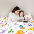 thumbnail image 4 of Homewish Kawaii Dino Twin Comforter Sets,Cartoon Wildlife Bedding Set,White,Colorful Stars Reversible,2pcs,1 Comforter and 1 Pillowcase, 4 of 7