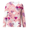 thumbnail image 3 of Valentine's Day Long Sleeve Shirts for Women Trendy Sequin Heart Print Crew Neck Casual Sweatshirts Casual Tunic Tops(Pink,S), 3 of 4