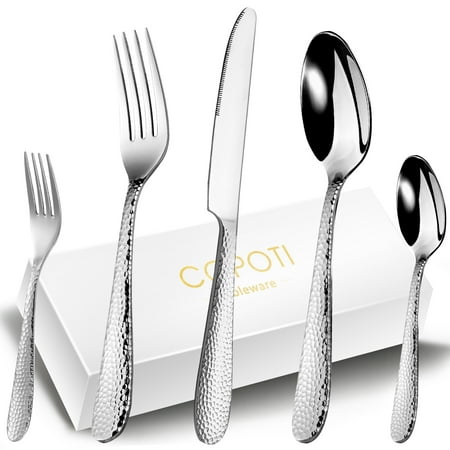 

COPOTI Silverware Set 20 Piece For 4 People Modern Stainless Steel Knife Fork Spoon Flatware Set.
