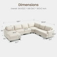 thumbnail image 2 of HONBAY Sectional Corduroy Sofa Bed Convertible 6-Seater Sleeper with Removable Sofa Covers and Storage Ottoman for Living Room, Beige, 2 of 10