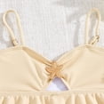 thumbnail image 6 of Ticikt Girl's 2 Piece Tankini Swimsuit with Metal Decoration Textured Twist Front Ruched Ruffle Bikini Set Bathing Suits,Color:Beige,Size:5-6 Years, 6 of 8
