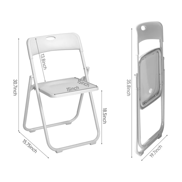 Alvantor 10 Pack Stackable Plastic Folding Chairs, Iron Frame, 280 lb Capacity for Parties, Weddings and Events, White