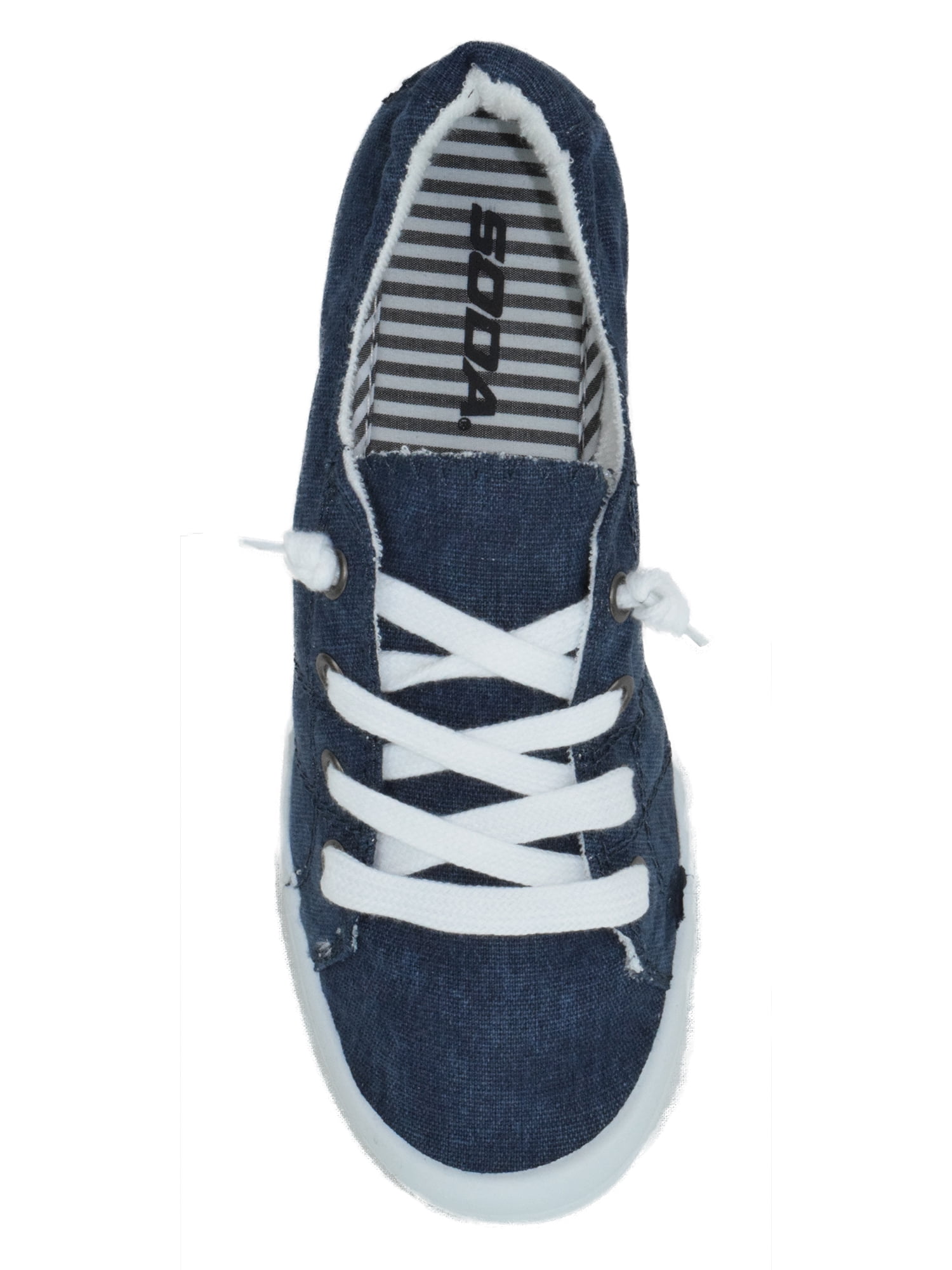 その他 soda Zig Blue Navy Women Soda Shoes Flat Linen Canvas Fashion