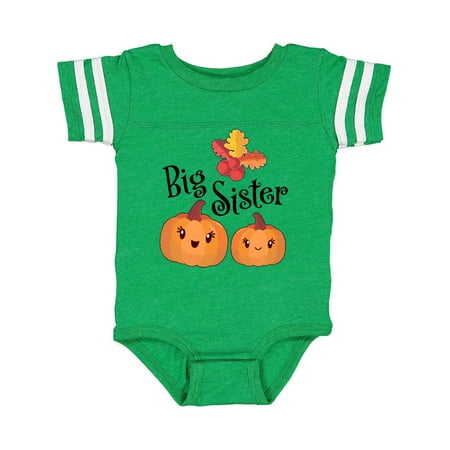 

Inktastic Big Sister Pumpkins with Fall Leaves Gift Baby Girl Bodysuit