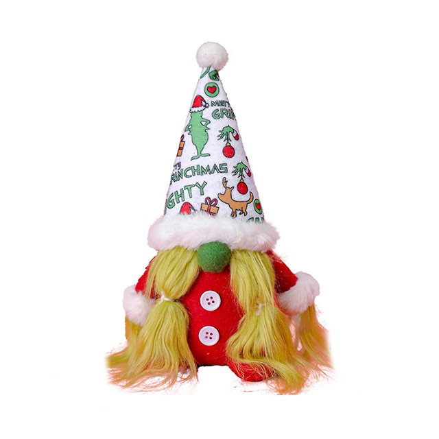 Muñeca de peluche sin rostro con sombrero largo, figura navideña para escritorio, Navidad