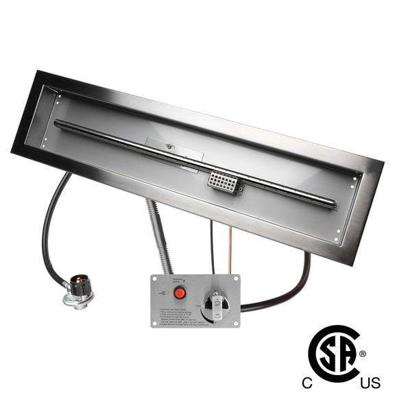Celestial 30" x 6" CSA Certified Fire Pit Burner Kit, Stainless Steel, Propane, Electronic Ignition