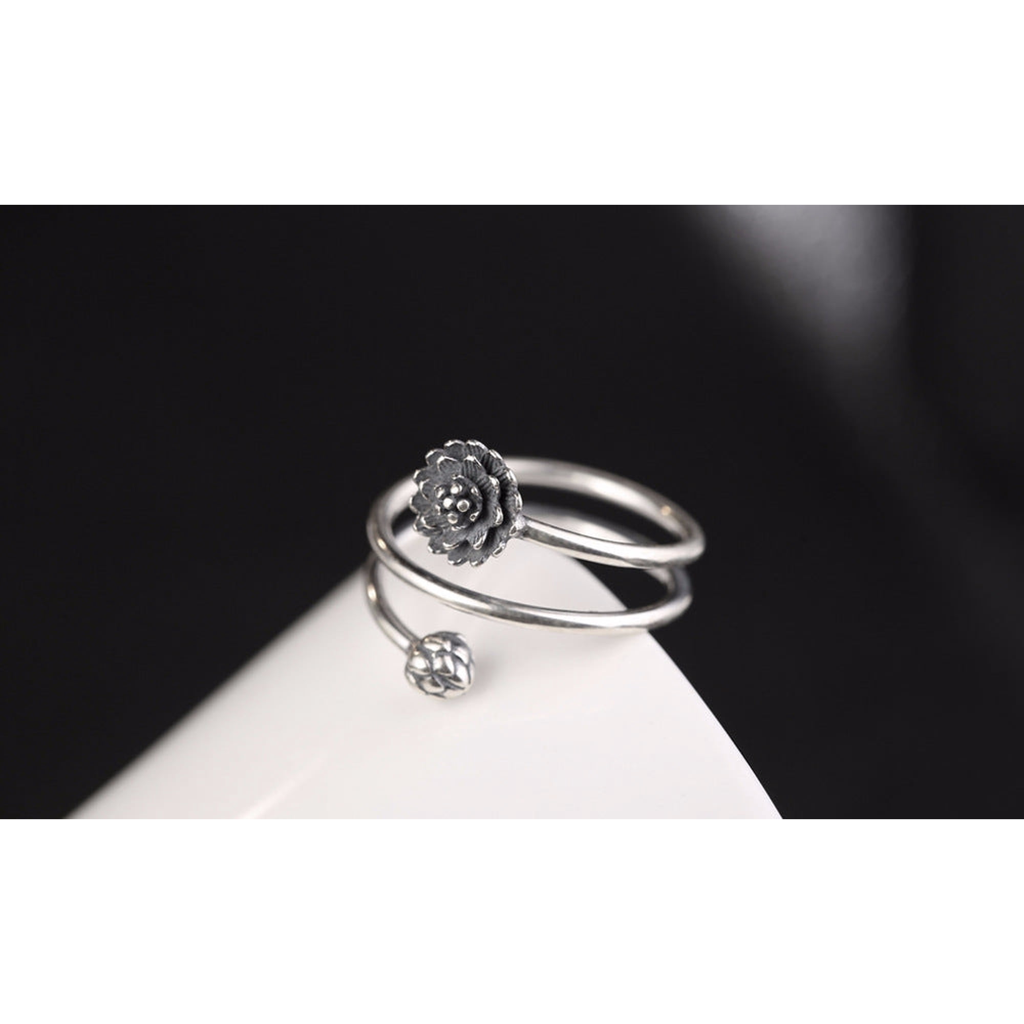 Personalized Simple Lotus Ring Silver Jewelry Korean Style Elegant Gift For Her Minimalist Accessory Daily Use