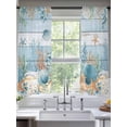 thumbnail image 2 of Blue Coastal Sheer Curtains 63 Inch Length 2 Panels Set Window Treatments, Summer Beach Starfish Shell Coral Nautical Rod Pocket Semi Curtains for Living Room/Bedroom/Kitchen Décor, 104"W x 63"L, 2 of 7