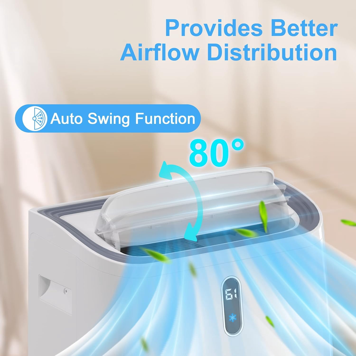 14,000 BTU Portable Air Conditioners for Rooms Up to 700 Sq.Ft, 4-in-1 Portable AC Unit, Heat, Dehumidifier & Fan with Remote Control, Auto Swing, LED Display