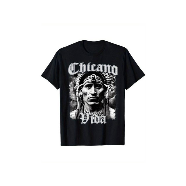 Pure Cotton T-shirt Chicano Vida retro Aztec Native American Mexican T-shirt. Men's personalized design