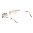 thumbnail image 4 of Mens Spring Hinge Narrow Rectangular Rimless Classy Metal Rim Sunglasses Silver - Pink, 4 of 4