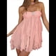 thumbnail image 3 of Vestido Mini Ajustado con Volantes, Estampado, Sin Mangas y Espalda Descubierta para Mujer. Rosa L, 3 of 10