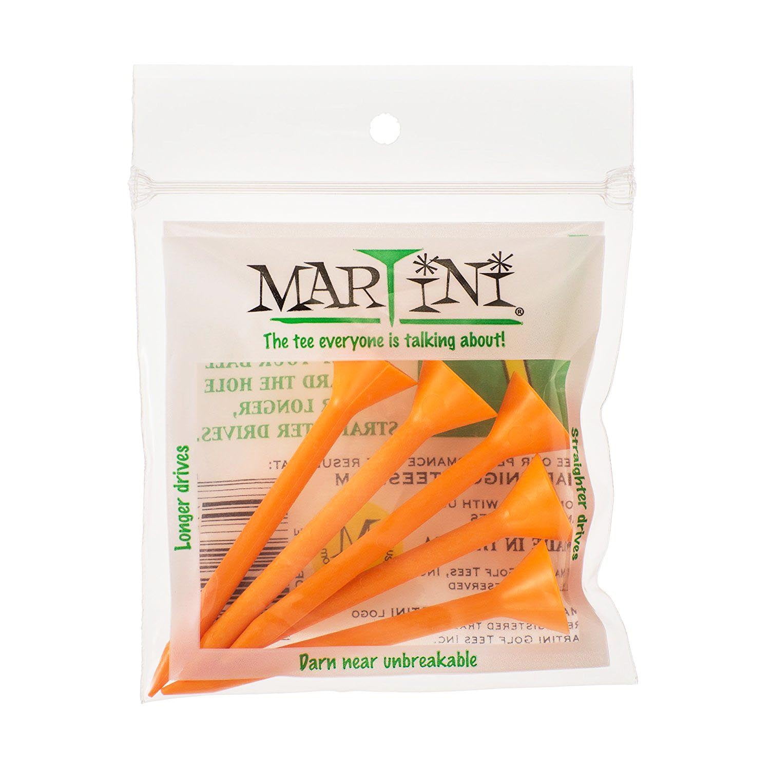 NEW Martini Golf 3 1/4" Orange Plastic Tees 4 Packs of 5 Tees (20 Count