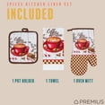 thumbnail image 4 of PREMIUS 3 Piece Printed Kitchen Linen Set, Coffee Time, 1 Cotton Towel, 1 Pot Holder, 1 Oven Mitt, 4 of 5