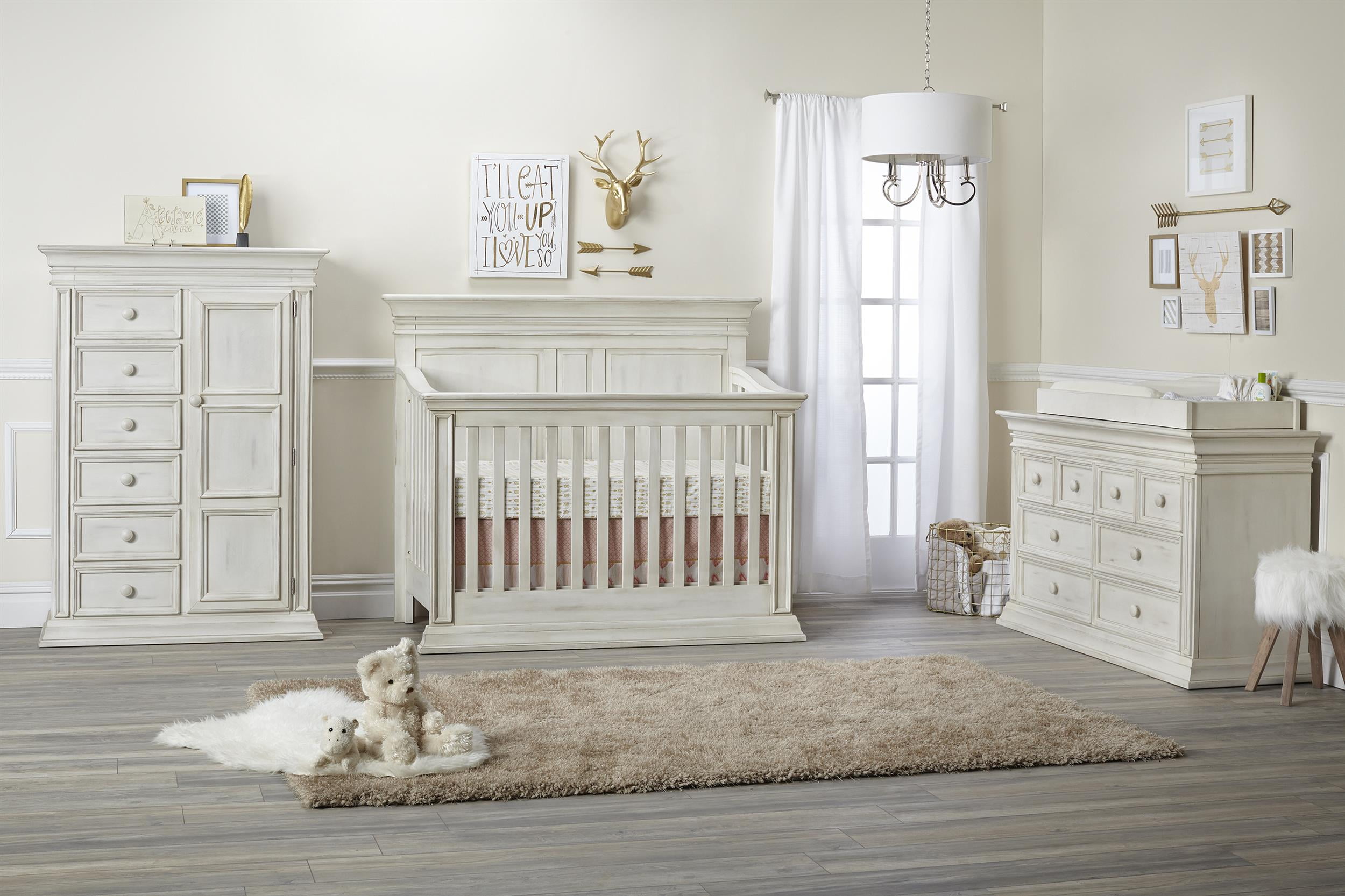 Baby Cache Vienna 4-in-1 Convertible Crib Antique White