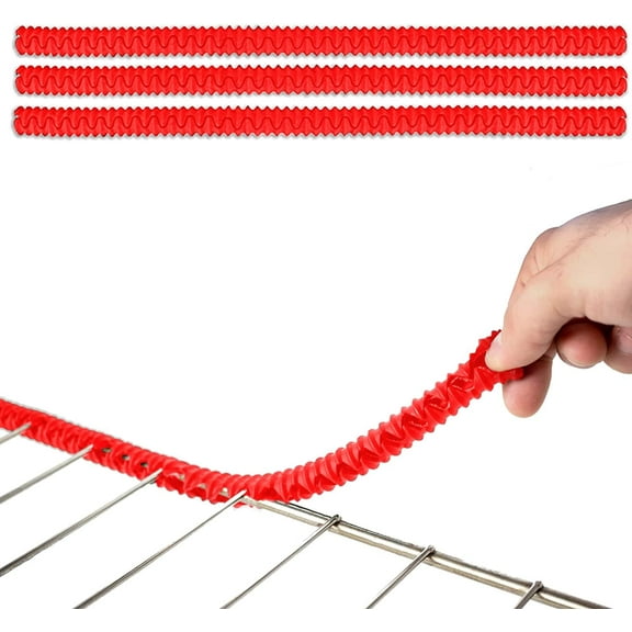 SkyAuks 3 Pack Silicone Oven Rack Shields, Heat Resistance Silicone Oven Rack Protectors Guards Against Burns and Scars, 14 Inches Long (Red)