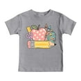 thumbnail image 1 of T-shirts Graphiques pour Garçons Tout-Petits Rentrée Scolaire Enfants Manches Courtes T-Shirt Doux Décontracté Chemise Tendance Vêtements Gris Taille 3-4T, 1 of 5