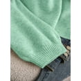 thumbnail image 4 of Womens Sweater Long Puff Sleeve V Neck Cardigan Lightweight Fashion Knit Tops Brown S, 4 of 5