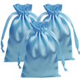 thumbnail image 1 of Paquete de 50 bolsas de regalo de satén con cordón de 10 x 16 cm de Gbateri, color azul claro, 1 of 2