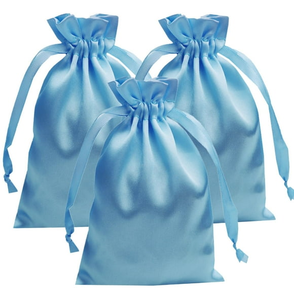 Paquete de 50 bolsas de regalo de satén con cordón de 10 x 16 cm de Gbateri, color azul claro