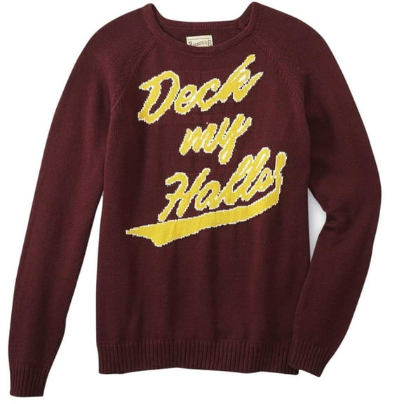 Roebuck & Co Mens Plum Deck My Halls Christmas Sweater L