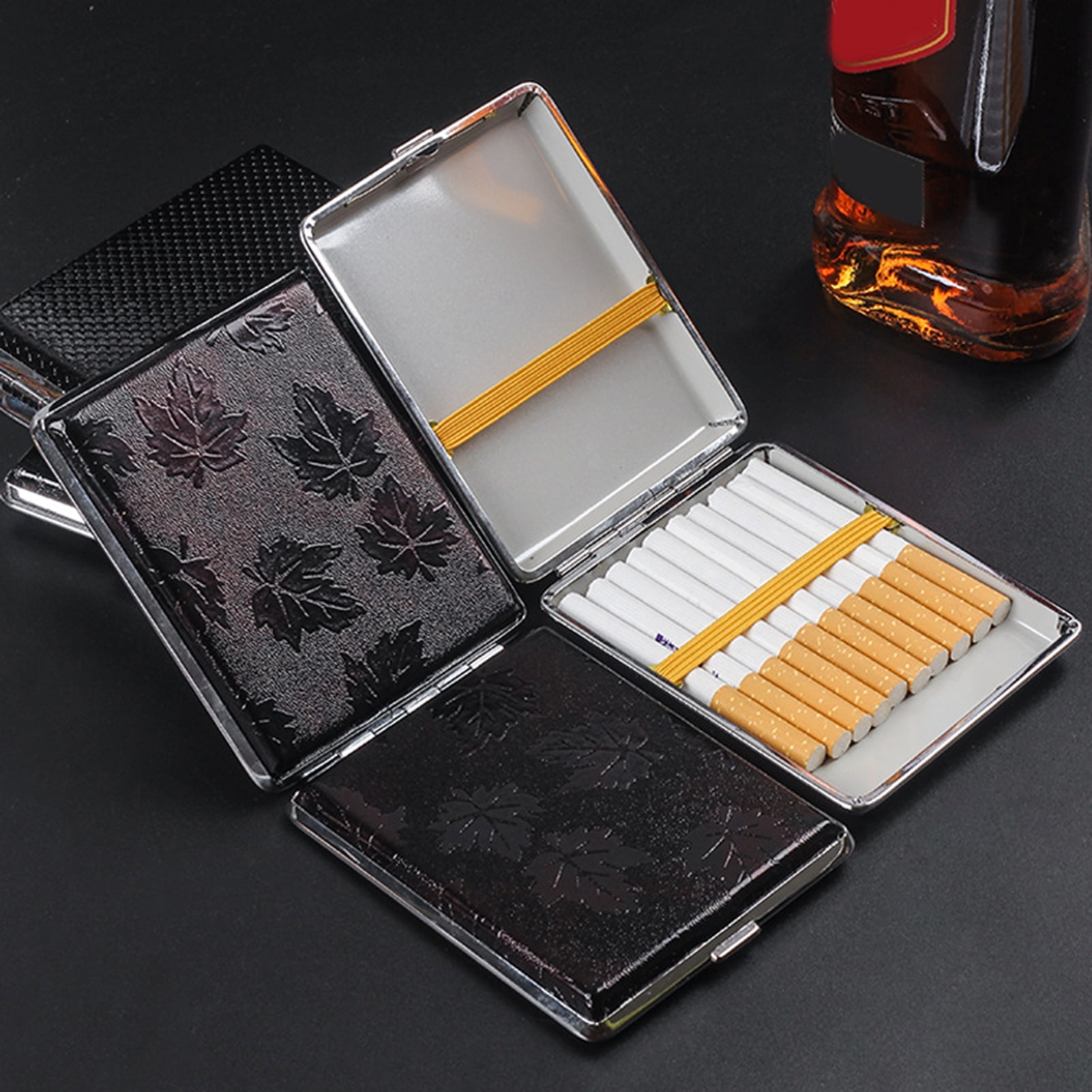 Bcloud Cigarette Storage Box Sturdy Construction Wear Resistant Faux Leather Men's Cigarette