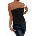 thumbnail image 2 of Women'S Tube Tops Strapless Going Out Crop Tank Top Ruched Bandeau Outfits Sleeveless Y2K Shirts Black L, 2 of 8