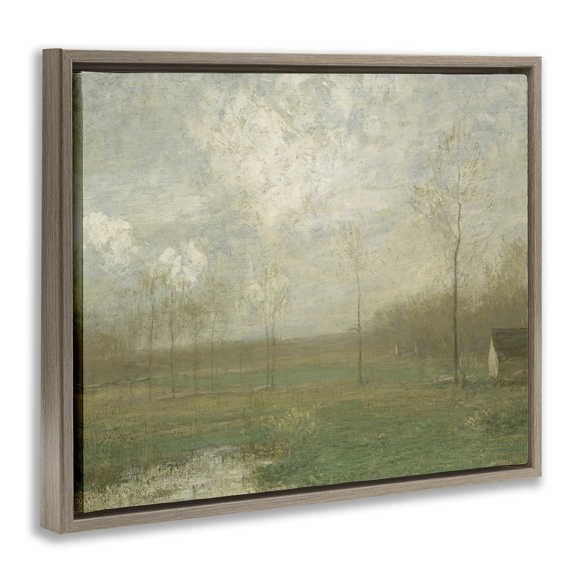 Hazy Farmland View Brown Framed Floater Canvas Wall Art, design by Lettered and Lined