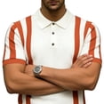 thumbnail image 3 of COSFO Knit Mens Polo Shirts Short Sleeve Casual Striped Shirt Golf Button Pullover Slim Fit Collared Tops, 3 of 5