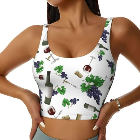 Racerback Sports Bras For Women High Support  Purple Wine Print Workout Tank Tops Woman  Workout Yoga Running Bra