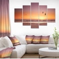 thumbnail image 1 of Beach Sunset and Sea Gulls - Modern Seashore Canvas Art, 1 of 3