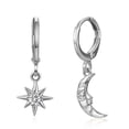 thumbnail image 3 of Pendientes con hebilla para la oreja con personalidad, temperamento, estrella, luna, asimétricos, de un solo diamante, estilo europeo y estadounidense, 3 of 5