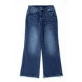 thumbnail image 5 of Women High Waist Flared Jeans with Raw Hem Mineral Wash Bell Bottom Denim Pants Non Stretch Vintage Inspired Retro Style, 5 of 20