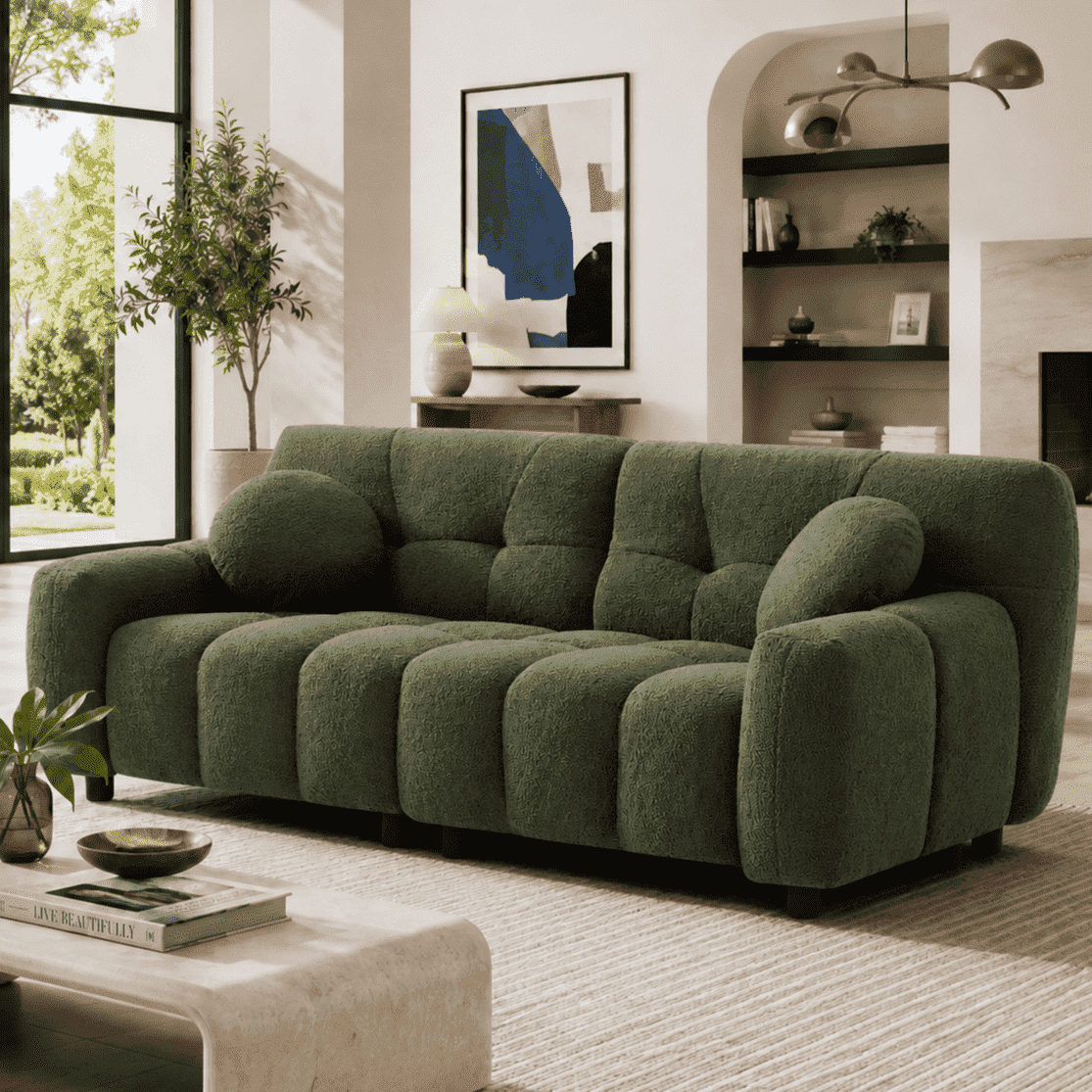 Serta, Sofa, Navy Blue Faux Leather, Mid-Century Modern Style