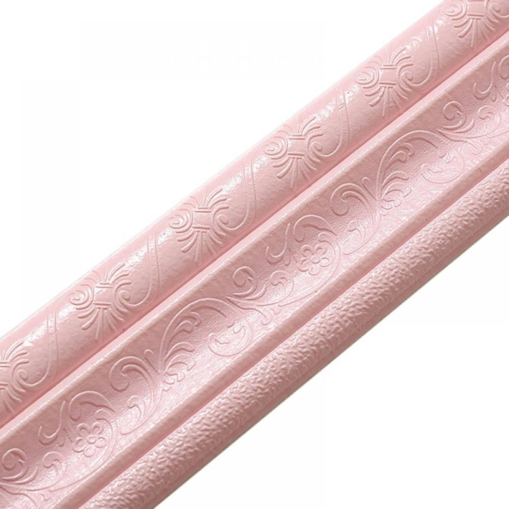 90'x 3' Self Adhesive Flexible Foam Molding Trim, 3D Sticky Decorative Wall Lines Wallpaper Border for Home, Office, Hotel DIY Decoration, Pink