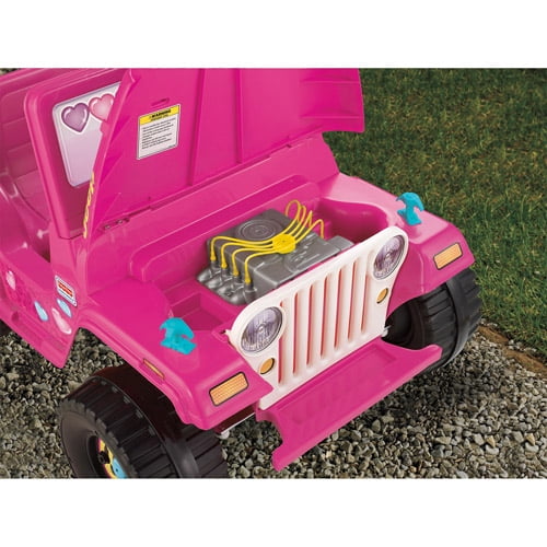  Fisher Price Power Wheels Barbie Jeep Wrangler Volt Kids Ride On Toy, rosa