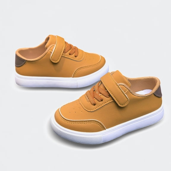 Ticikt Kids Casual Sneakers, Easy Strap Closure, Lightweight Non- Walking Shoes for Boys Girls,Yellow,Size:18-24Months