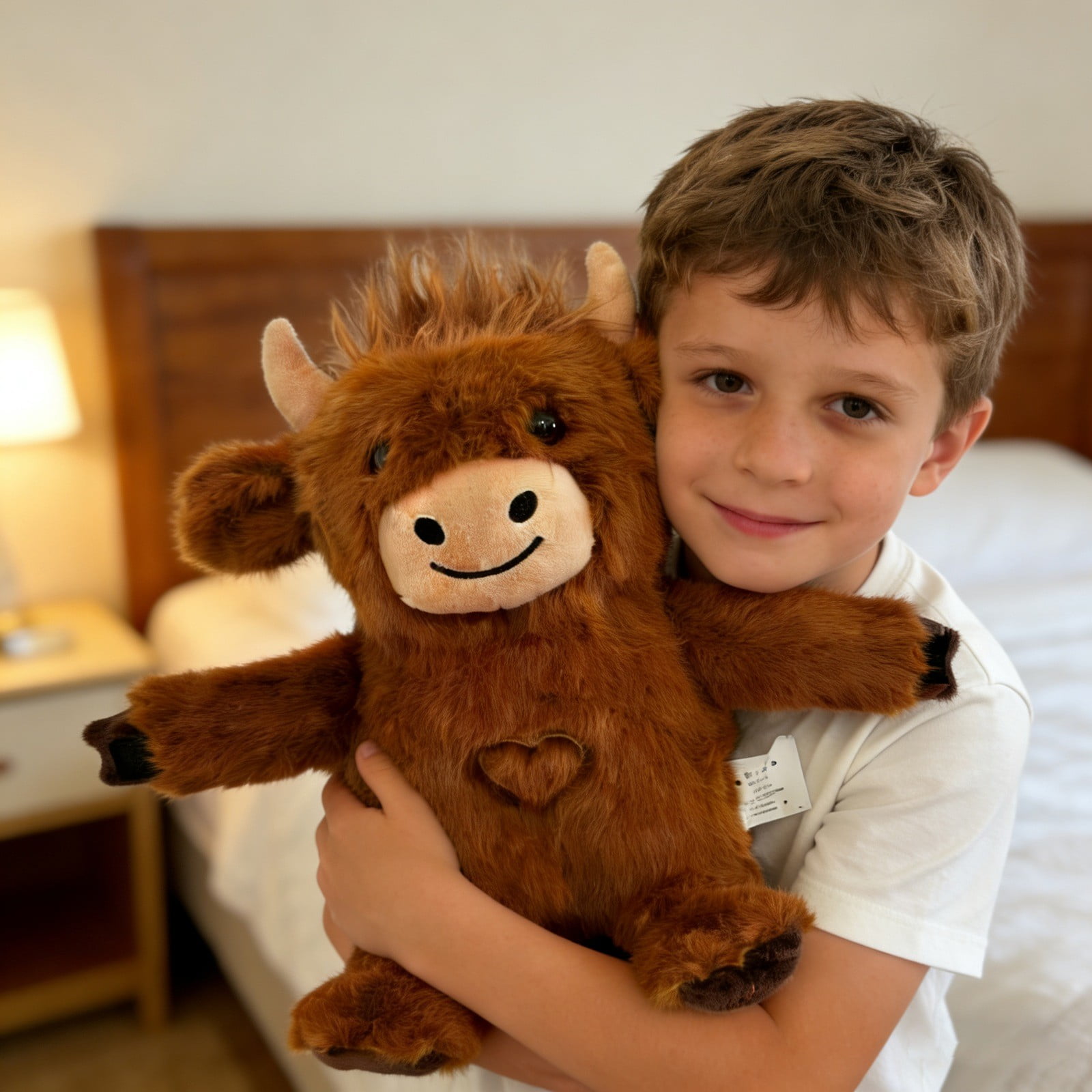 Highland Cow Plush Baby Sleep Soother - Heartbeat Stuffed Animal with Calming Light, White Noise, Shush, and Mother's Heartbeat for Newborns, Boys & Girls