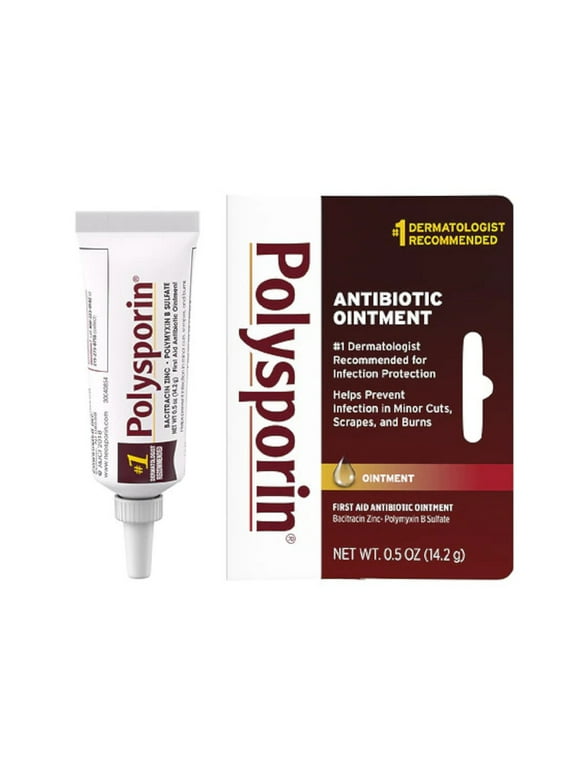 Polysporin First Aid Antibiotic Ointment with Bacitracin Zinc & Polymyxin B Sulfate, for Infection Protection & Wound Care 0.5 oz