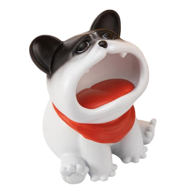 Cuenco de almacenamiento para escritorio de perro, estatua, figurita, organizador de aperitivos para dormitorio, restaurante Blanco Pequeño