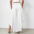 thumbnail image 6 of Karymi Womens Shorts High Waist Ruffle Layered Flowy Wide Leg Pants, Solid Elastic Waist Asymmetrical Hem Palazzo Trousers, Elegant Party Vacation Jean Shorts, 6 of 7