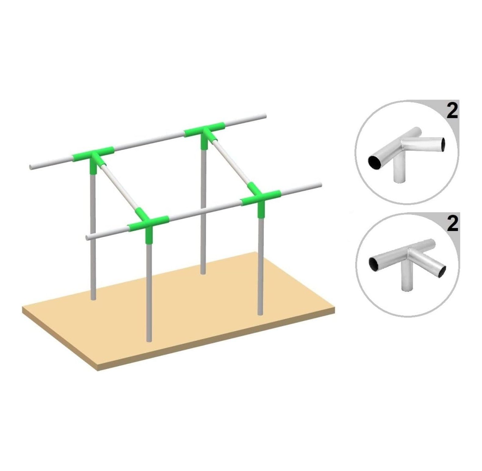 GoodsZone Canopy Fittings 1-3/8" Slant roof Carport Deck Shed Frame Connectors 16 Gauge Galvanized Steel 4/Pack, Without Poles (Center Section)