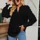 thumbnail image 2 of Camisas de manga larga con cuello en V para mujer, blusas holgadas con diseño de lunares y puños fruncidos a la moda de otoño, Tops negros L, 2 of 6