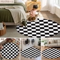 thumbnail image 6 of 3.3ft Round Rug, Simple Black White Checkered Non-Skid Rubber Backing Large Area Rugs - Living Room Bedroom Home Office, Lattice Buffalo Plaid Indoor Floor Mat Carpets Washable Rug, 6 of 9