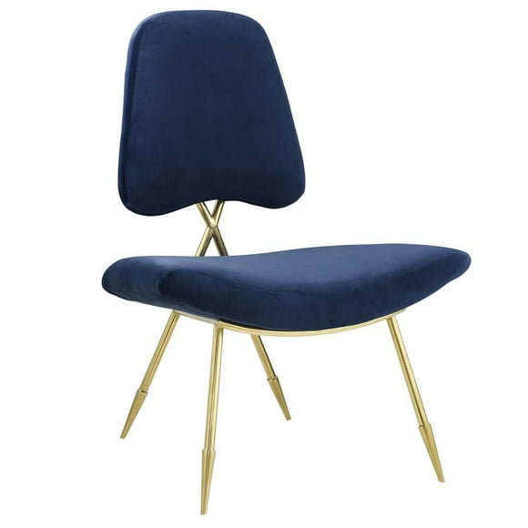 Modway Fauteuil d'Appoint en Velours Ponder, Bleu Marine et Or
