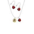 thumbnail image 2 of Delight Jewelry Goldtone Capital Letter - F - Pebble Disc - Red Lucky Ladybug Necklace and Dangle Earrings Set, 2 of 6