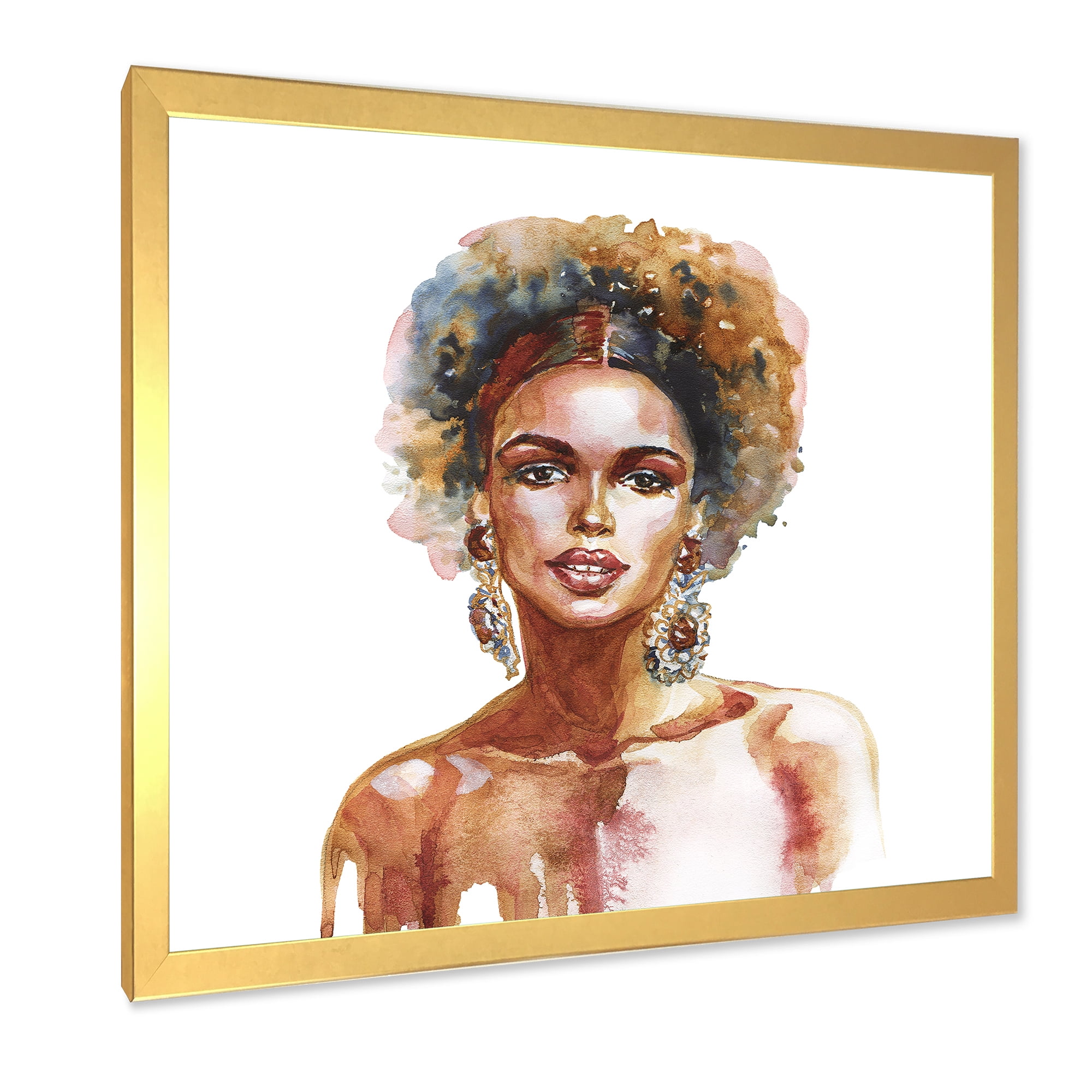 Designart 'Portrait of Afro American Woman V' Modern Framed Art Print