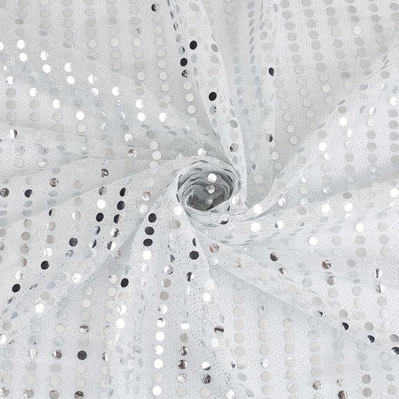 5 Yard White Sequin Mesh Fabric 44 Inch Width Glitter Mesh Fabric