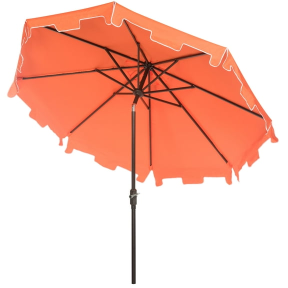 Safavieh Zimmerman 9' Market Crank UV Resistant Umbrella, Orange/White